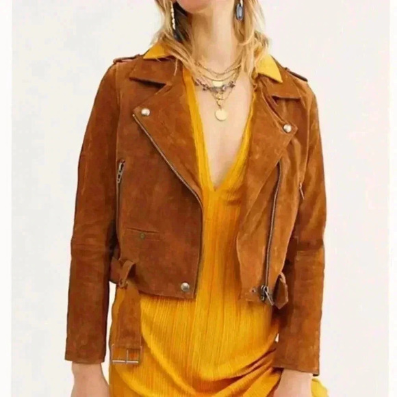 BLANK NYC Suede Leather Moto Jacket in El Dorado Brown Size Small - Picture 3 of 9